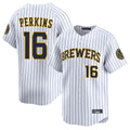 Odoa M.Brewers #16 Blake Perkins Player White Stripes Home Limited Game Stitched Jerseys