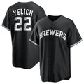 Odoa M.Brewers #22 Christian Yelich Player Black Game Home Stitched Jerseys