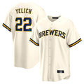 Odoa M.Brewers #22 Christian Yelich Player Cream Home Game Stitched Jerseys