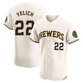 Odoa M.Brewers #22 Christian Yelich Player Cream Home Limited Elite Stitched Jerseys