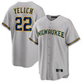 Odoa M.Brewers #22 Christian Yelich Player Gray Home Game Stitched Jerseys