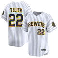 Odoa M.Brewers #22 Christian Yelich Player White Stripes Home Limited Game Stitched Jerseys
