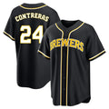 Odoa M.Brewers #24 William Contreras Player Black Fashion Out Home Game Stitched Jerseys