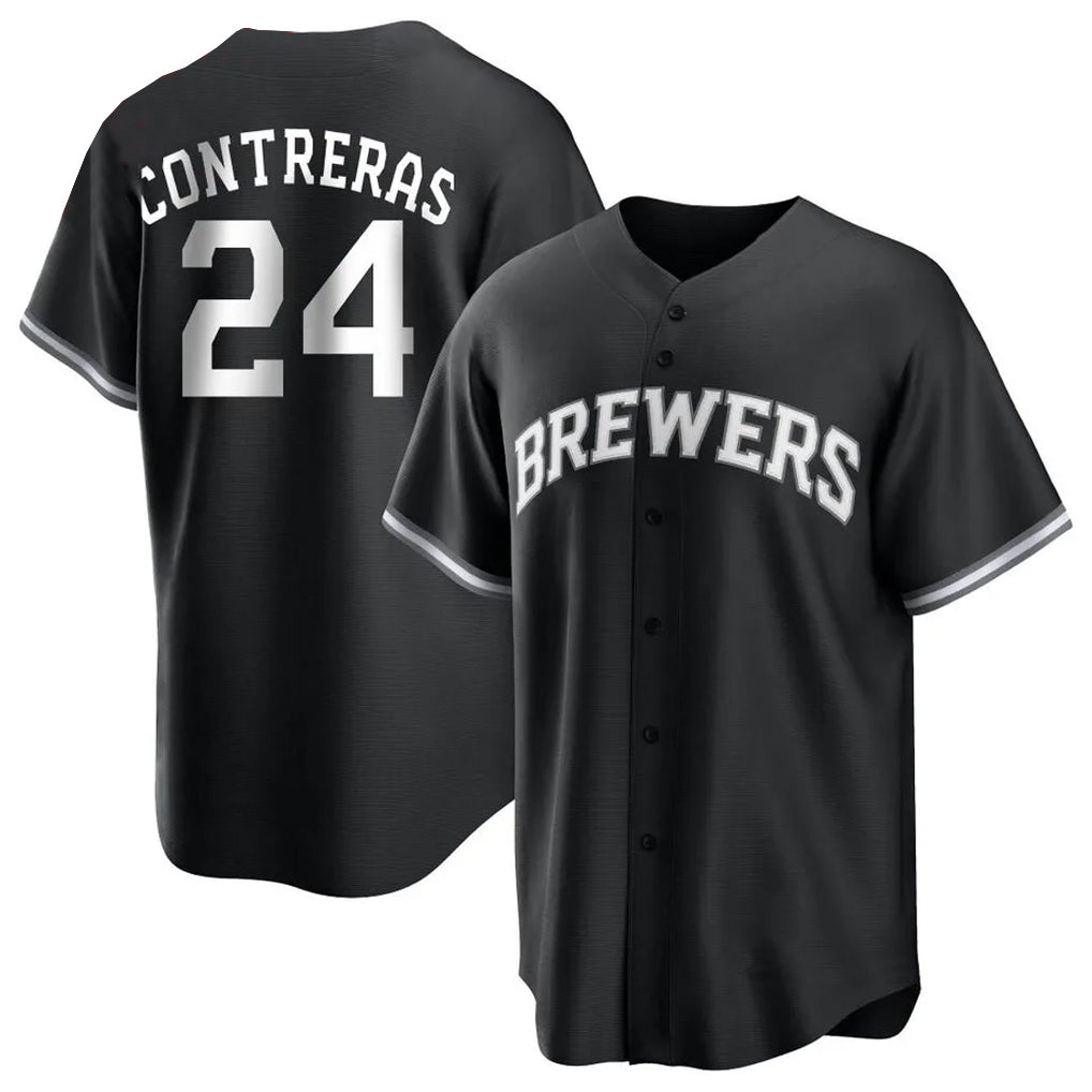 Odoa M.Brewers #24 William Contreras Player Black Game Home Stitched Jerseys