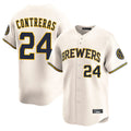 Odoa M.Brewers #24 William Contreras Player Cream Home Limited Game Stitched Jerseys