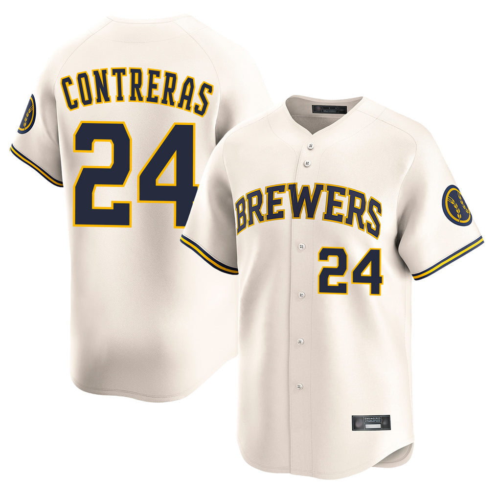 Odoa M.Brewers #24 William Contreras Player Cream Home Limited Game Stitched Jerseys