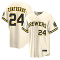 Odoa M.Brewers #24 William Contreras Player Cream Home Limited Stitched Jerseys
