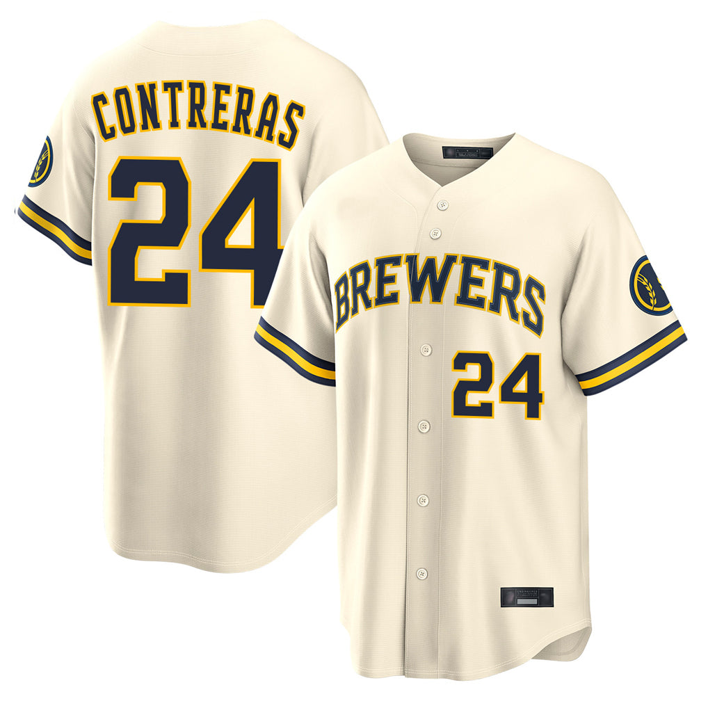 Odoa M.Brewers #24 William Contreras Player Cream Home Limited Stitched Jerseys