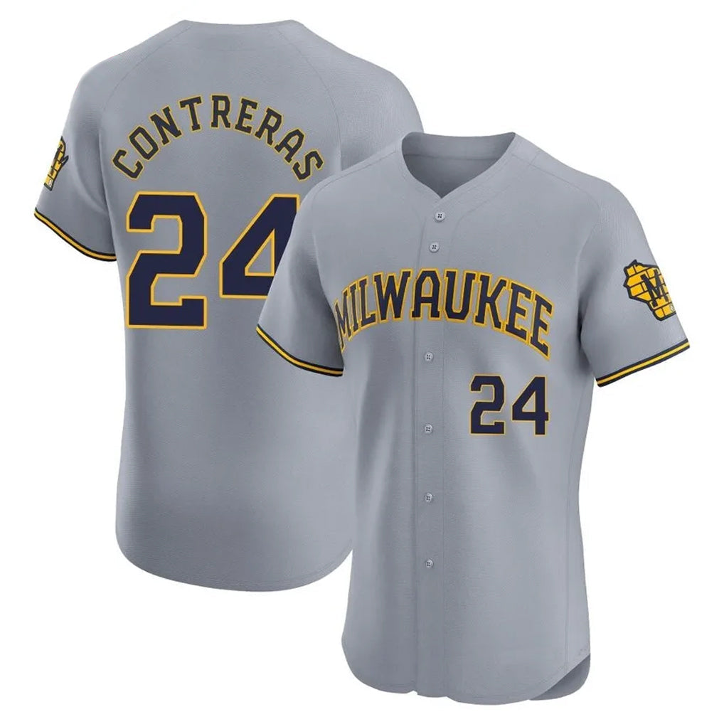 Odoa M.Brewers #24 William Contreras Player Gray Home Limited Elite Stitched Jerseys