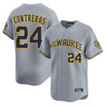 Odoa M.Brewers #24 William Contreras Player Gray Home Limited Stitched Jerseys