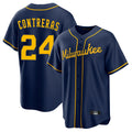 Odoa M.Brewers #24 William Contreras Player Navy Home Game Stitched Jerseys