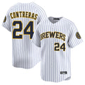 Odoa M.Brewers #24 William Contreras Player White Stripes Home Limited Game Stitched Jerseys