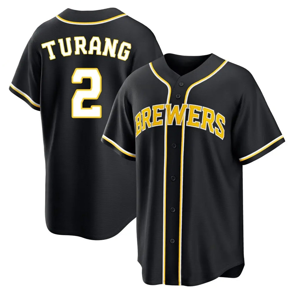 Odoa M.Brewers #2 Brice Turang Player Black Fashion Out Home Game Stitched Jerseys