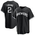 Odoa M.Brewers #2 Brice Turang Player Black Game Home Stitched Jerseys