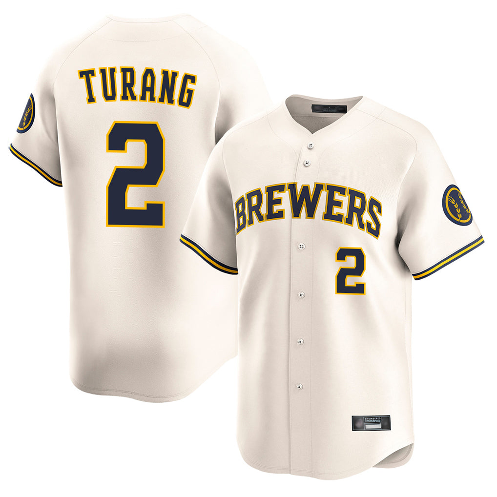 Odoa M.Brewers #2 Brice Turang Player Cream Home Limited Game Stitched Jerseys