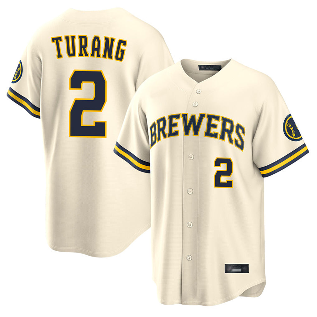 Odoa M.Brewers #2 Brice Turang Player Cream Home Limited Stitched Jerseys