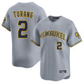 Odoa M.Brewers #2 Brice Turang Player Gray Home Limited Stitched Jerseys