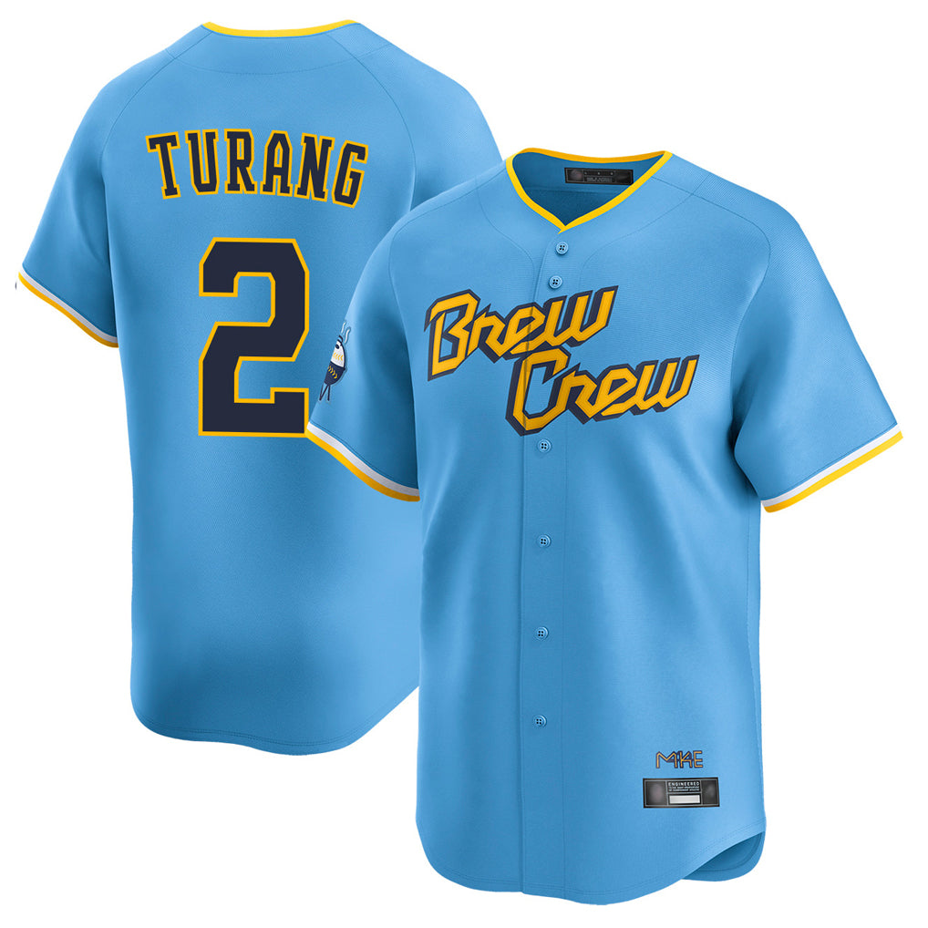 Odoa M.Brewers #2 Brice Turang Player Light Blue City Connect Home Limited Stitched Jerseys