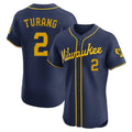 Odoa M.Brewers #2 Brice Turang Player Navy Home Limited Elite Stitched Jerseys