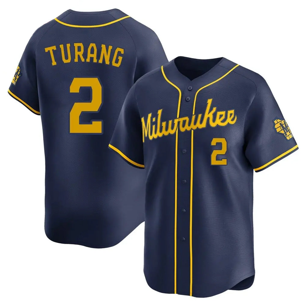 Odoa M.Brewers #2 Brice Turang Player Navy Home Limited Stitched Jerseys