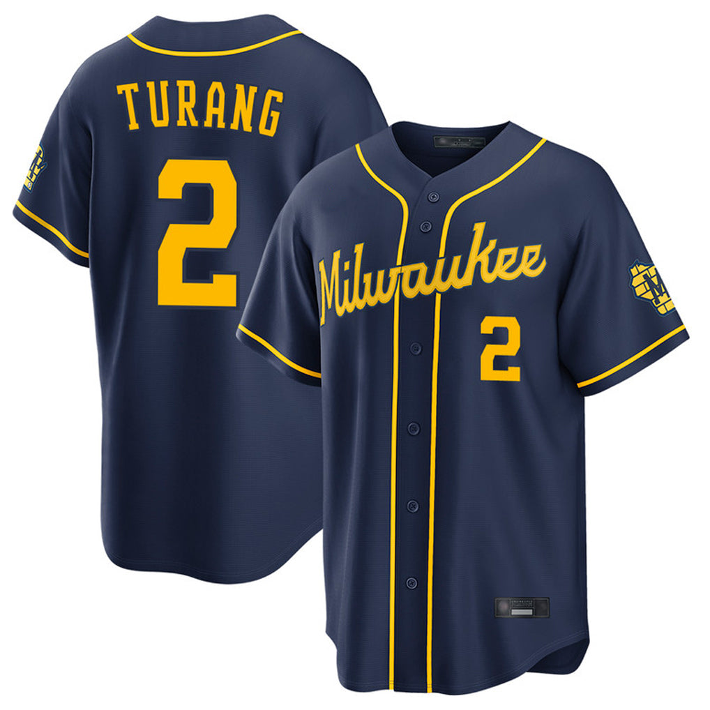 Odoa M.Brewers #2 Brice Turang Player Navy Home Stadium Game Stitched Jerseys