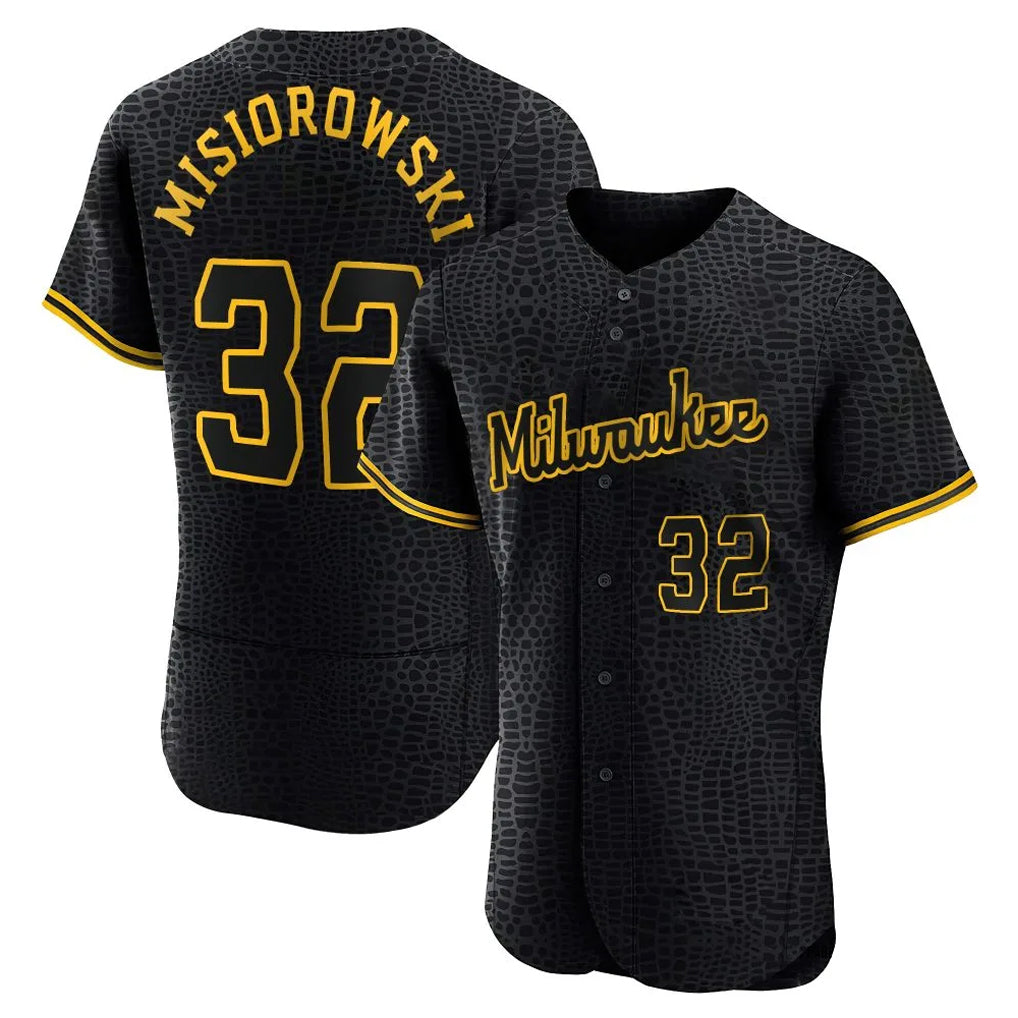 Odoa M.Brewers #32 Jacob Misiorowski Player Black Snake Skin City Home Limited Elite Stitched Jerseys