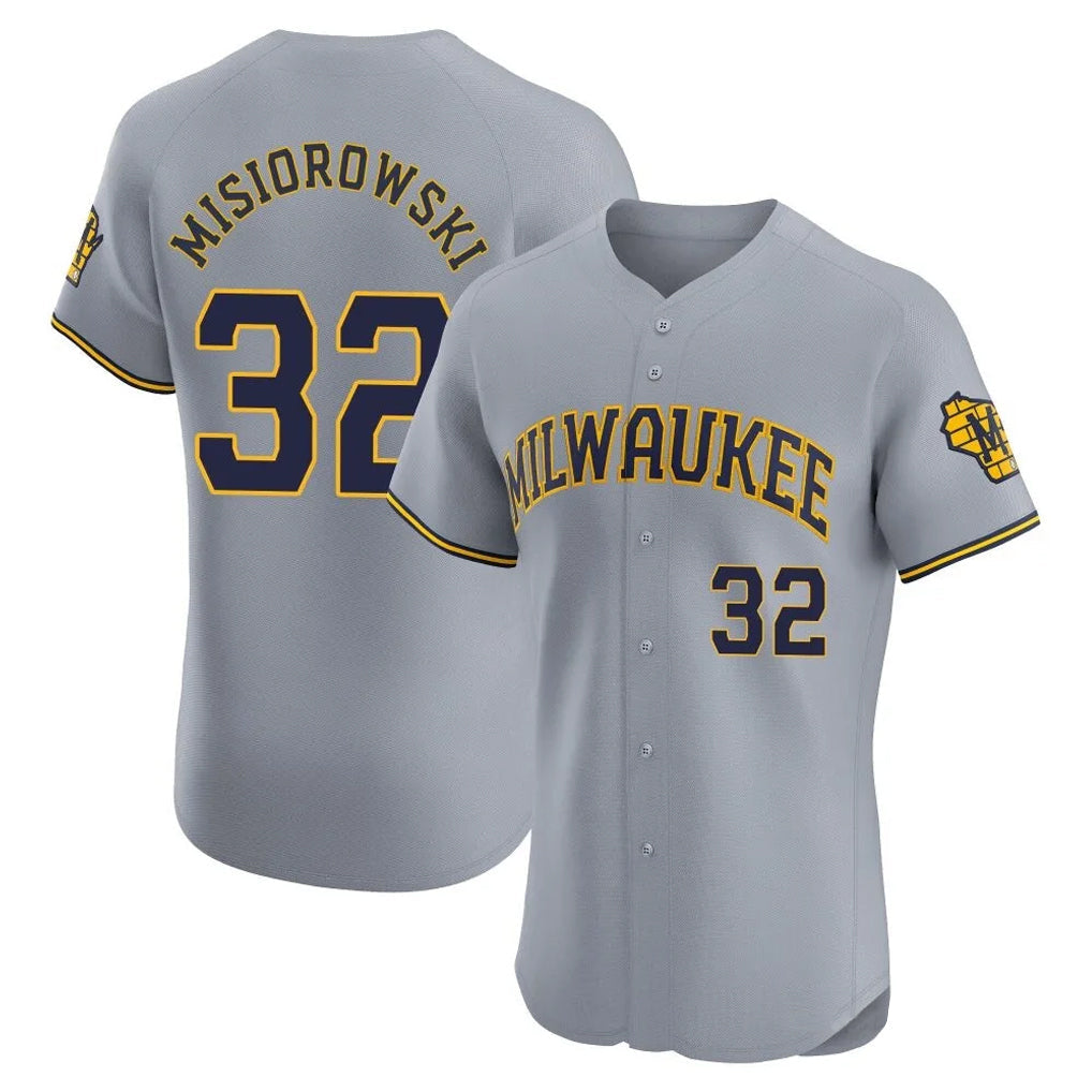Odoa M.Brewers #32 Jacob Misiorowski Player Gray Home Limited Elite Stitched Jerseys