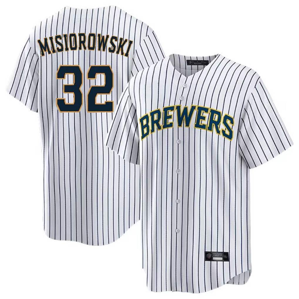 Odoa M.Brewers #32 Jacob Misiorowski Player White Stripes Home Game Stitched Jerseys