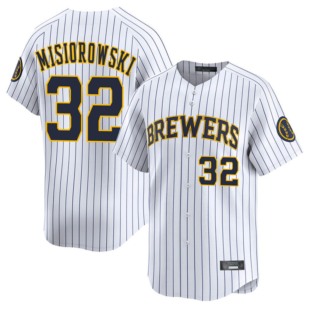 Odoa M.Brewers #32 Jacob Misiorowski Player White Stripes Home Limited Game Stitched Jerseys