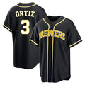 Odoa M.Brewers #3 Joey Ortiz Player Black Fashion Out Home Game Stitched Jerseys