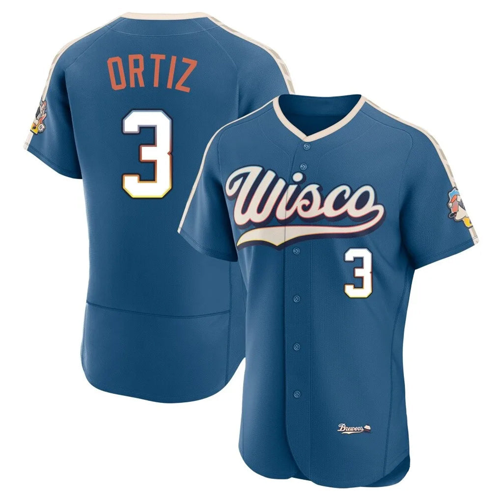 Odoa M.Brewers #3 Joey Ortiz Player Blue 2026 City Connect Home Limited Elite Stitched Jerseys