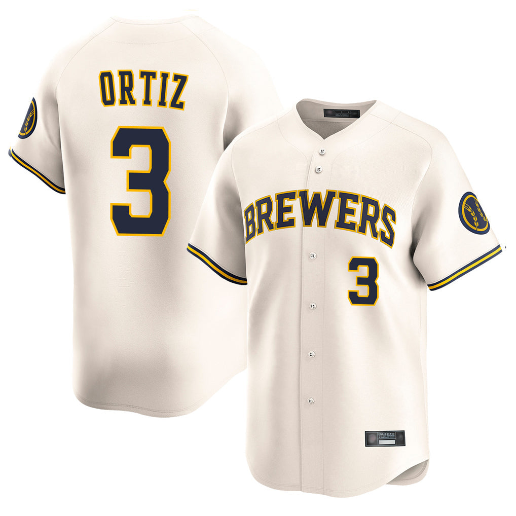 Odoa M.Brewers #3 Joey Ortiz Player Cream Home Limited Game Stitched Jerseys