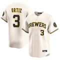 Odoa M.Brewers #3 Joey Ortiz Player Cream Home Limited Game Stitched Jerseys