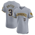 Odoa M.Brewers #3 Joey Ortiz Player Gray Home Limited Elite Stitched Jerseys