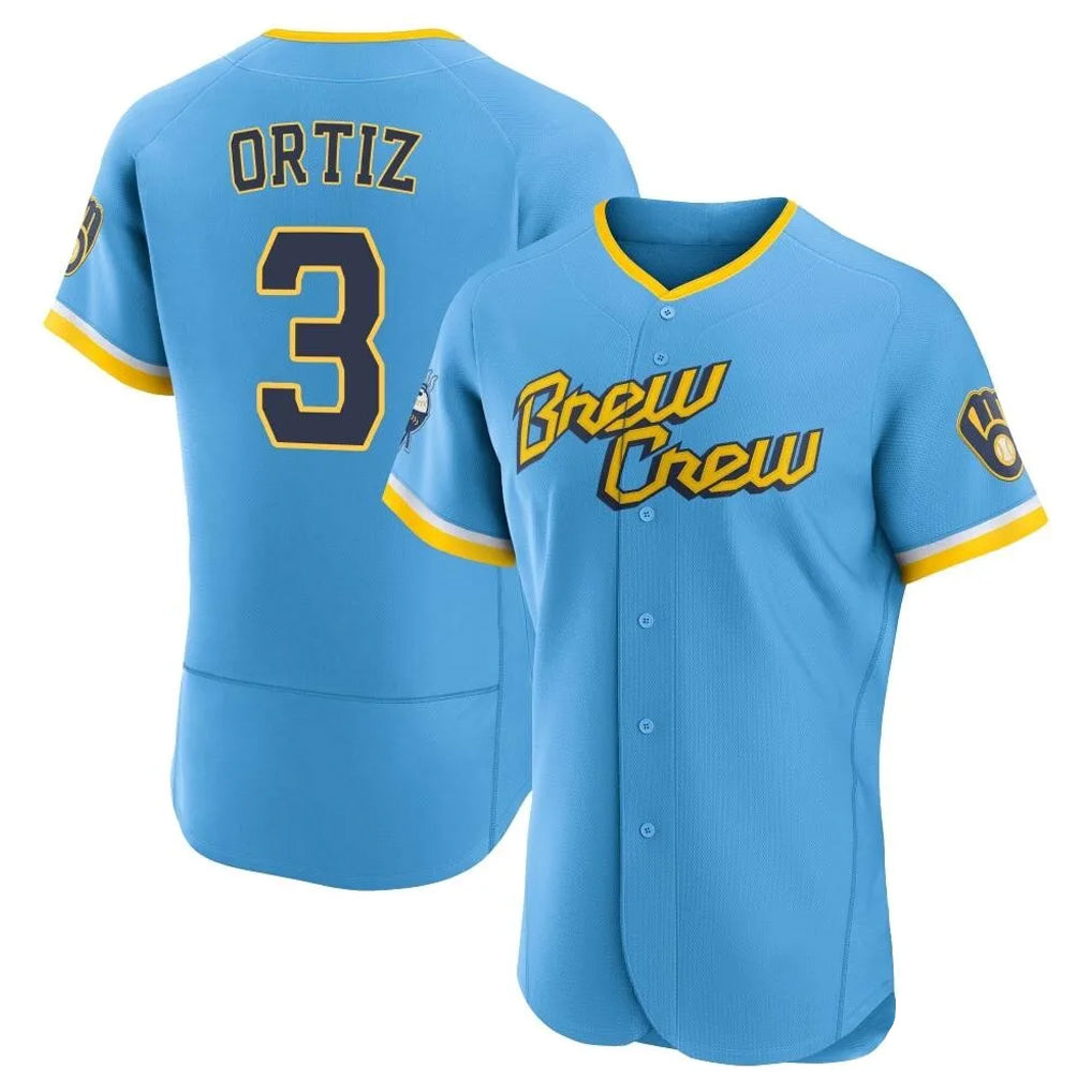 Odoa M.Brewers #3 Joey Ortiz Player Light Blue City Connect Home Limited Elite Stitched Jerseys