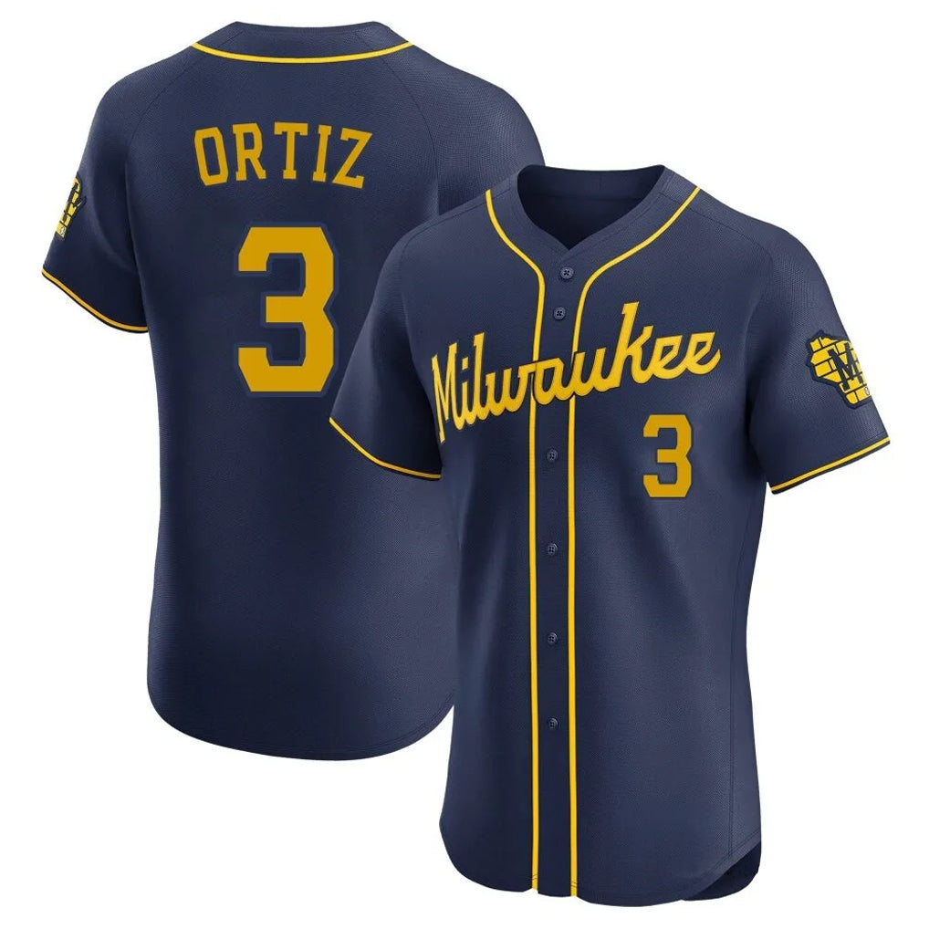Odoa M.Brewers #3 Joey Ortiz Player Navy Home Limited Elite Stitched Jerseys