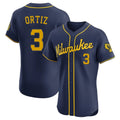 Odoa M.Brewers #3 Joey Ortiz Player Navy Home Limited Elite Stitched Jerseys