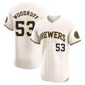 Odoa M.Brewers #53 Brandon Woodruff Player Cream Home Limited Elite Stitched Jerseys