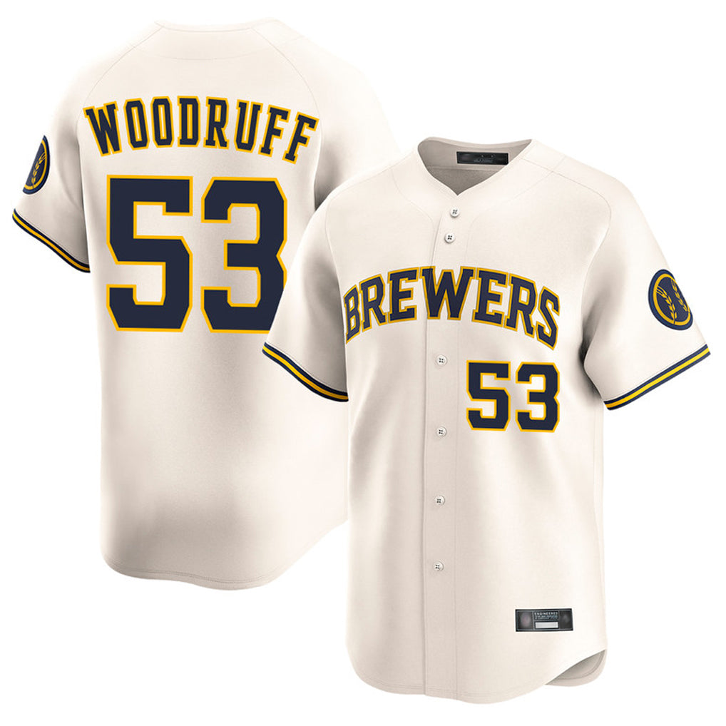 Odoa M.Brewers #53 Brandon Woodruff Player Cream Home Limited Game Stitched Jerseys