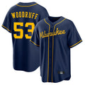 Odoa M.Brewers #53 Brandon Woodruff Player Navy Home Game Stitched Jerseys