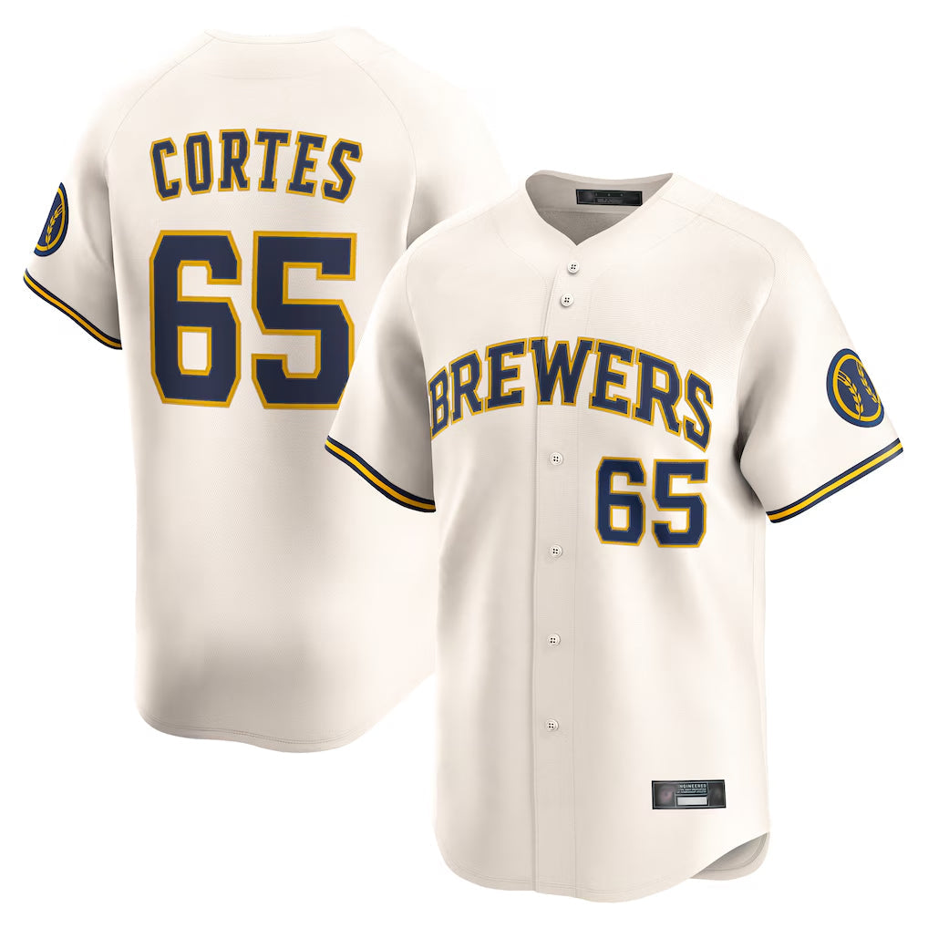 Odoa M.Brewers #65 Nestor Cortes Player Cream Home Limited Game Stitched Jerseys