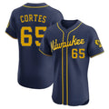 Odoa M.Brewers #65 Nestor Cortes Player Navy Home Limited Elite Stitched Jerseys