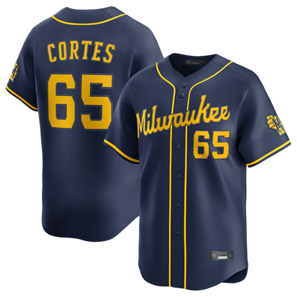 Odoa M.Brewers #65 Nestor Cortes Player Navy Home Limited Stitched Jerseys