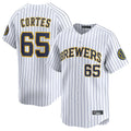 Odoa M.Brewers #65 Nestor Cortes Player White Stripes Home Limited Game Stitched Jerseys