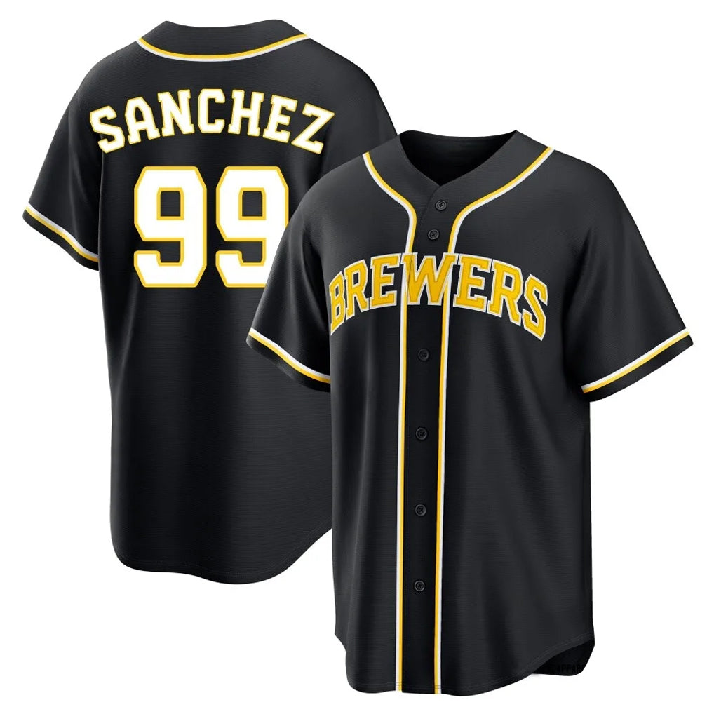 Odoa M.Brewers #99 Gary Sanchez Player Black Fashion Out Home Game Stitched Jerseys