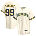 Odoa M.Brewers #99 Gary Sanchez Player Cream Home Game Stitched Jerseys