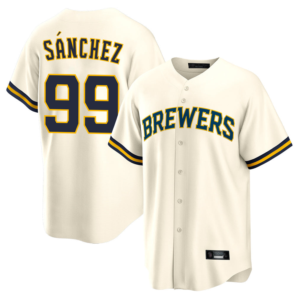 Odoa M.Brewers #99 Gary Sanchez Player Cream Home Game Stitched Jerseys