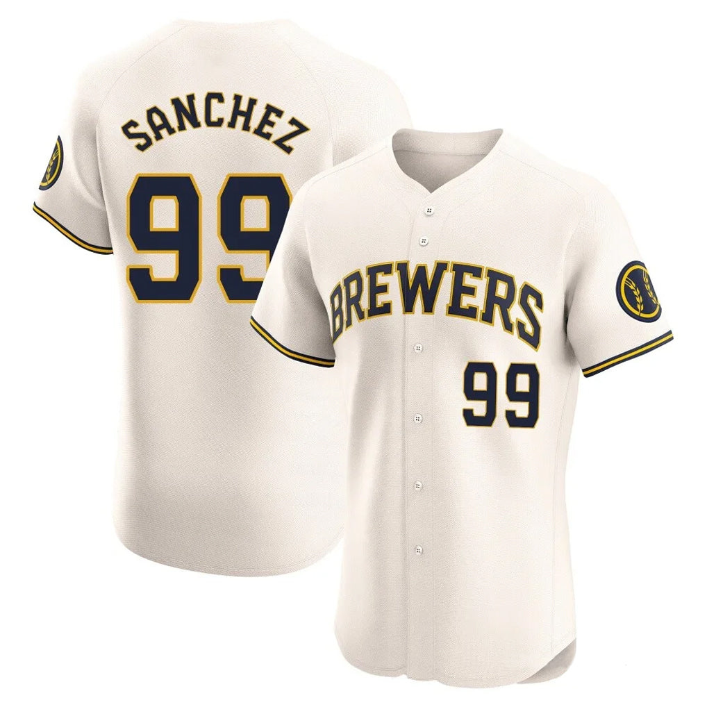 Odoa M.Brewers #99 Gary Sanchez Player Cream Home Limited Elite Stitched Jerseys