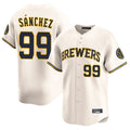 Odoa M.Brewers #99 Gary Sanchez Player Cream Home Limited Game Stitched Jerseys