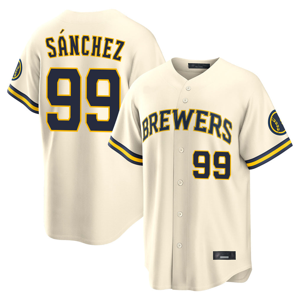 Odoa M.Brewers #99 Gary Sanchez Player Cream Home Limited Stitched Jerseys